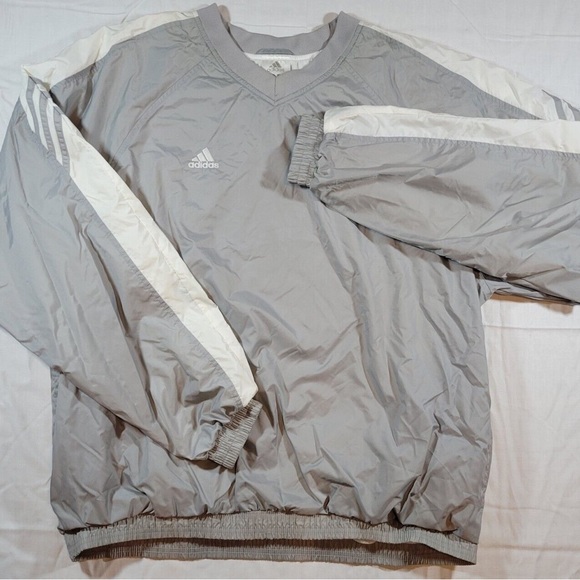 Vintage Y2K Adidas Windbreaker Lined Jacket Mens Sz 2XL Gray Pullover - Picture 1 of 5